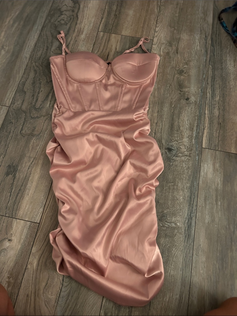 SHEIN Satin Bustier Midi Dress - Rose Blush